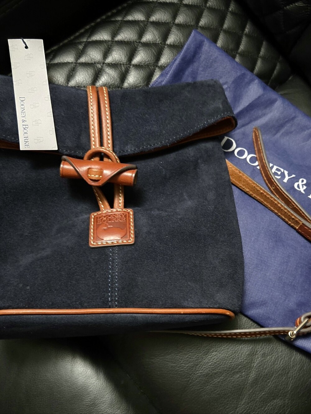 Dooney @ Bourke navy suede crossbody bag. - Picture 8 of 8